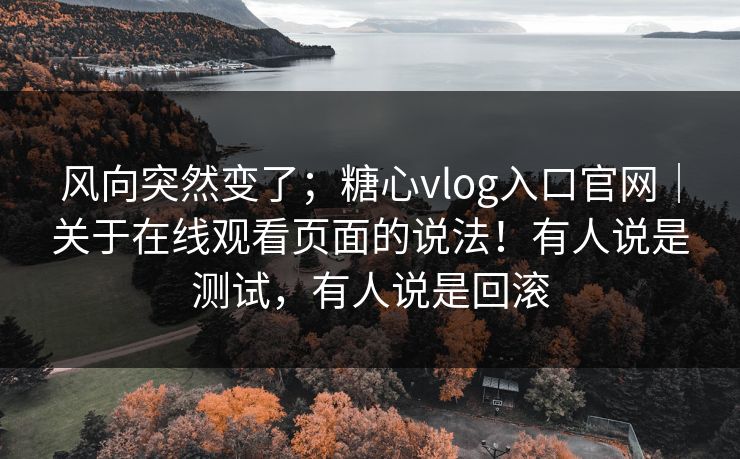 风向突然变了;糖心vlog入口官网|关于在线观看页面的说法!有人说是测试,有人说是回滚 风向突然变了;糖心vlog入口官网|关于在线观看页面的说法!有人说是测试,有人说是回滚